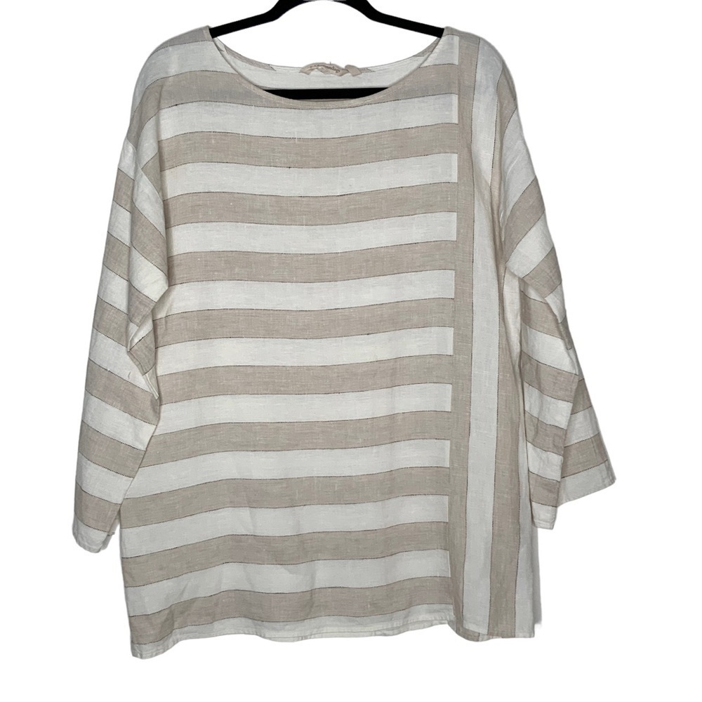 Soft Surroundings cream colored linen top. Size M